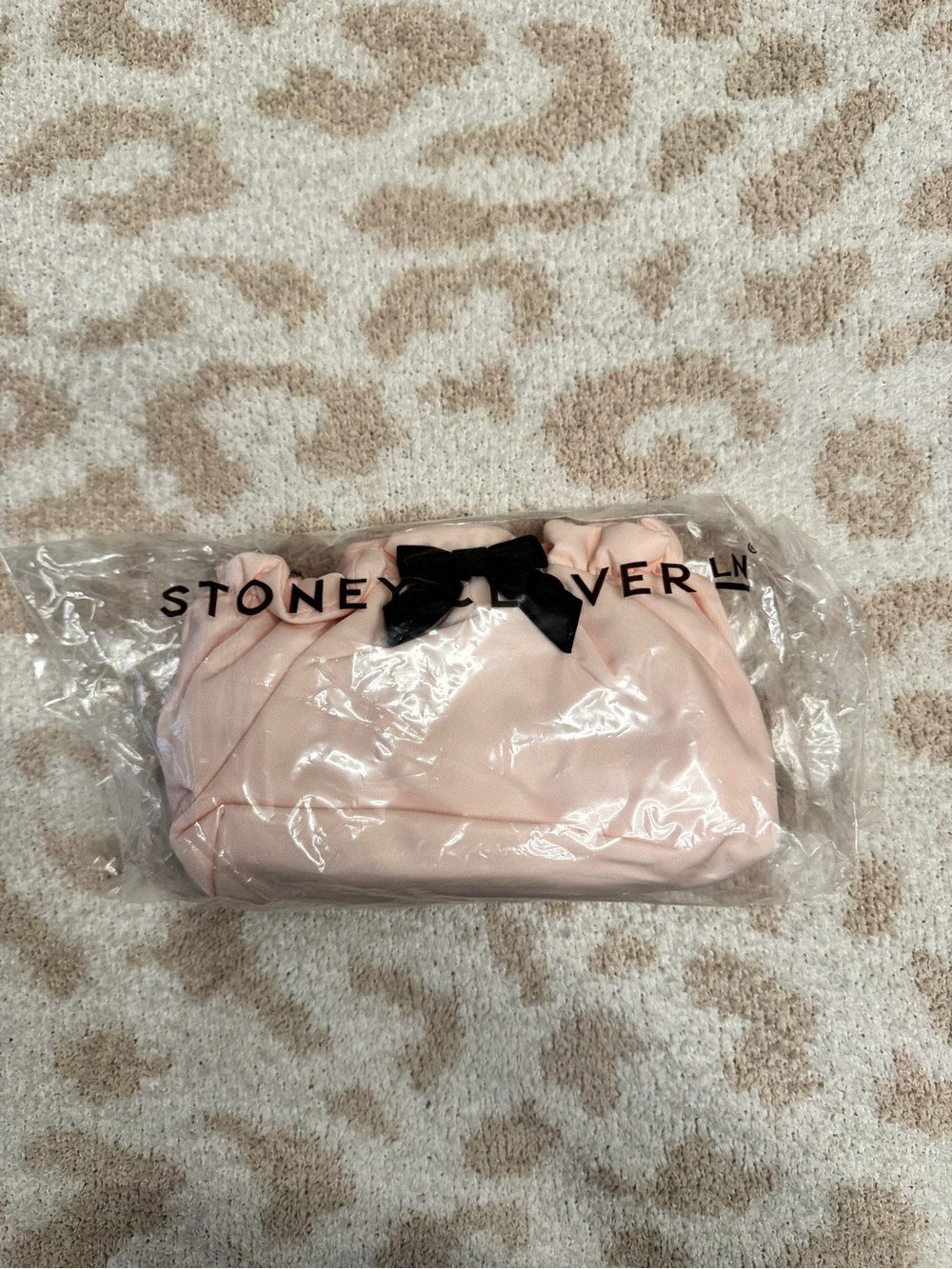 Stoney Clover Lane Pink Clutch with Black Bow Accent